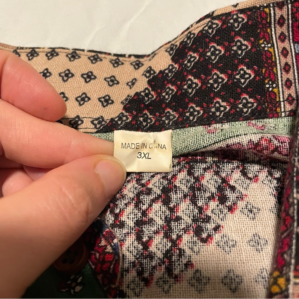 Colorful Patchwork Button-Up Shirt - Picture 3 of 4